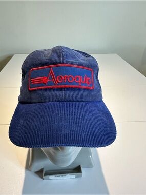 Aeroquip Blue Corduroy Patch Cap with Red Logo
